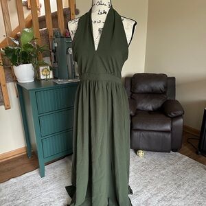 SHEIN Green Halter Sleeveless Maxi Dress
